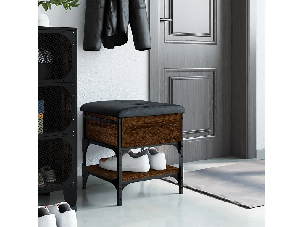 Banc à chaussures chêne marron 42x42x45 cm bois d'ingénierie
