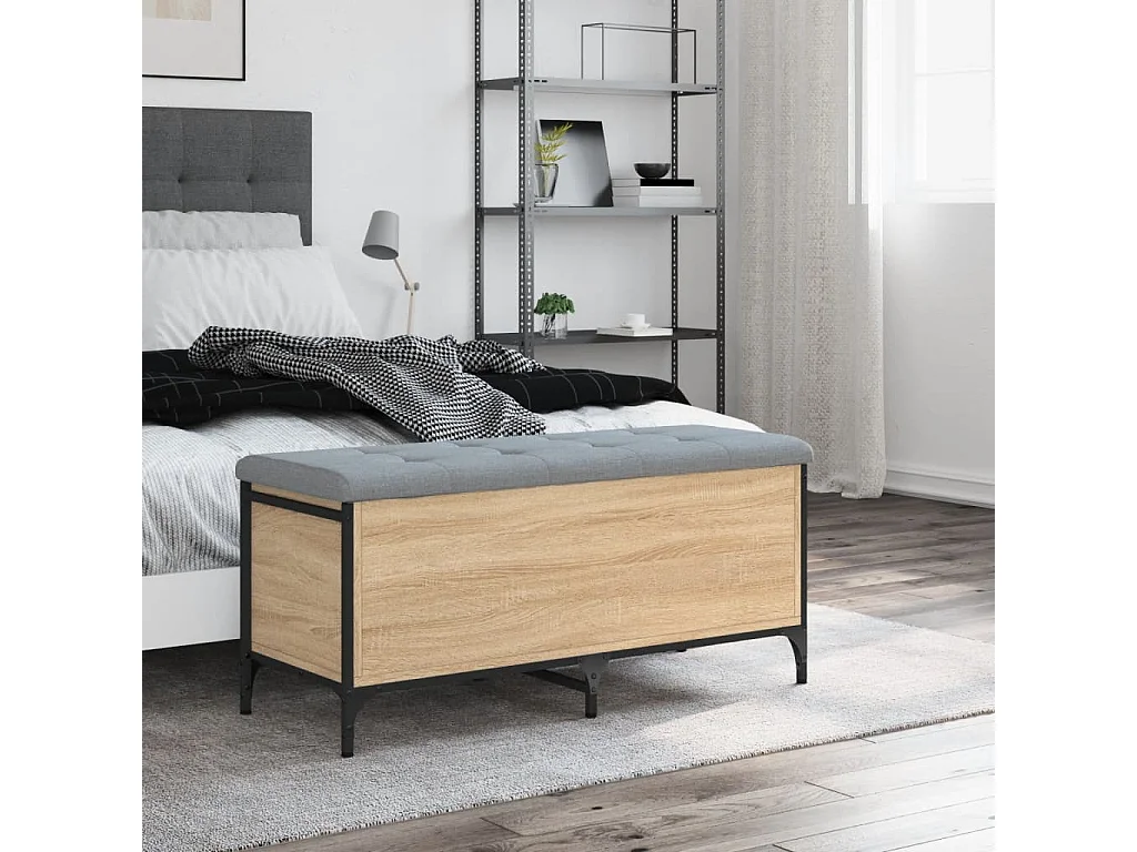 Banc de rangement chêne sonoma 102x42x45 cm bois d'ingénierie