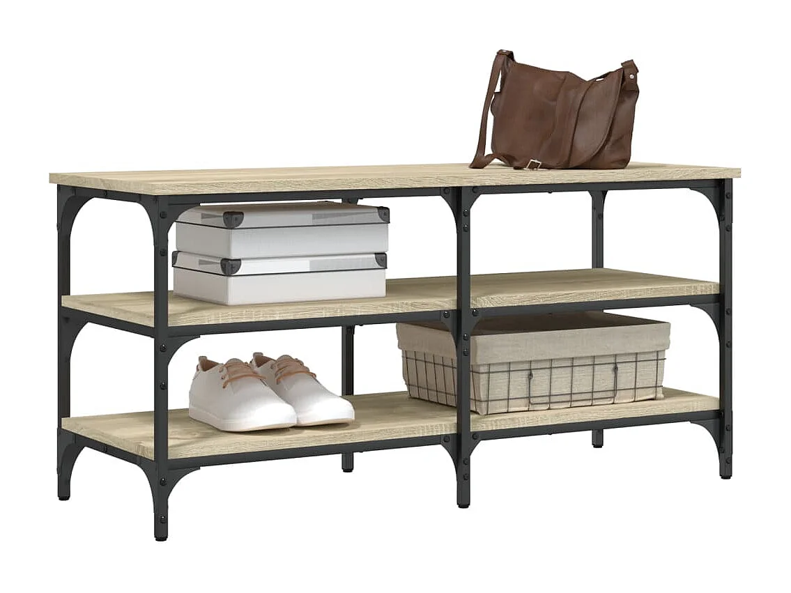 Banco zapatero roble Sonoma 100x38,5x49 cm madera contrachapada