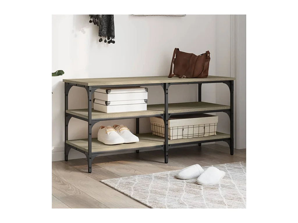 Banc à chaussures chêne sonoma 100x38,5x49 cm bois d'ingénierie
