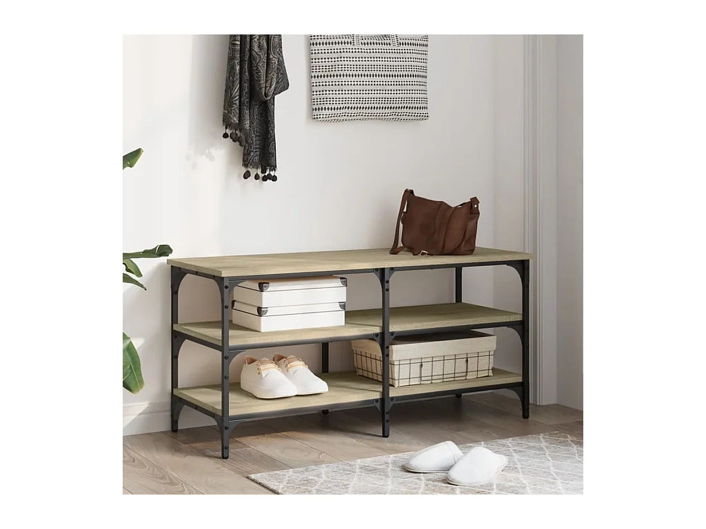 Banc à chaussures chêne sonoma 100x38,5x49 cm bois d'ingénierie