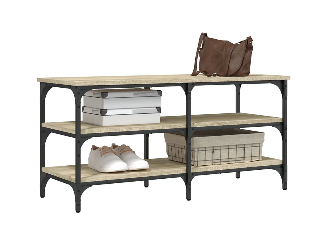 Banc à chaussures chêne sonoma 100x38,5x49 cm bois d'ingénierie