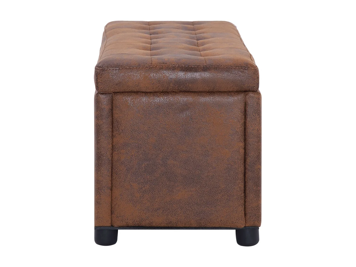 Pufe com armazenamento 87,5 cm couro sintético camurça marrom