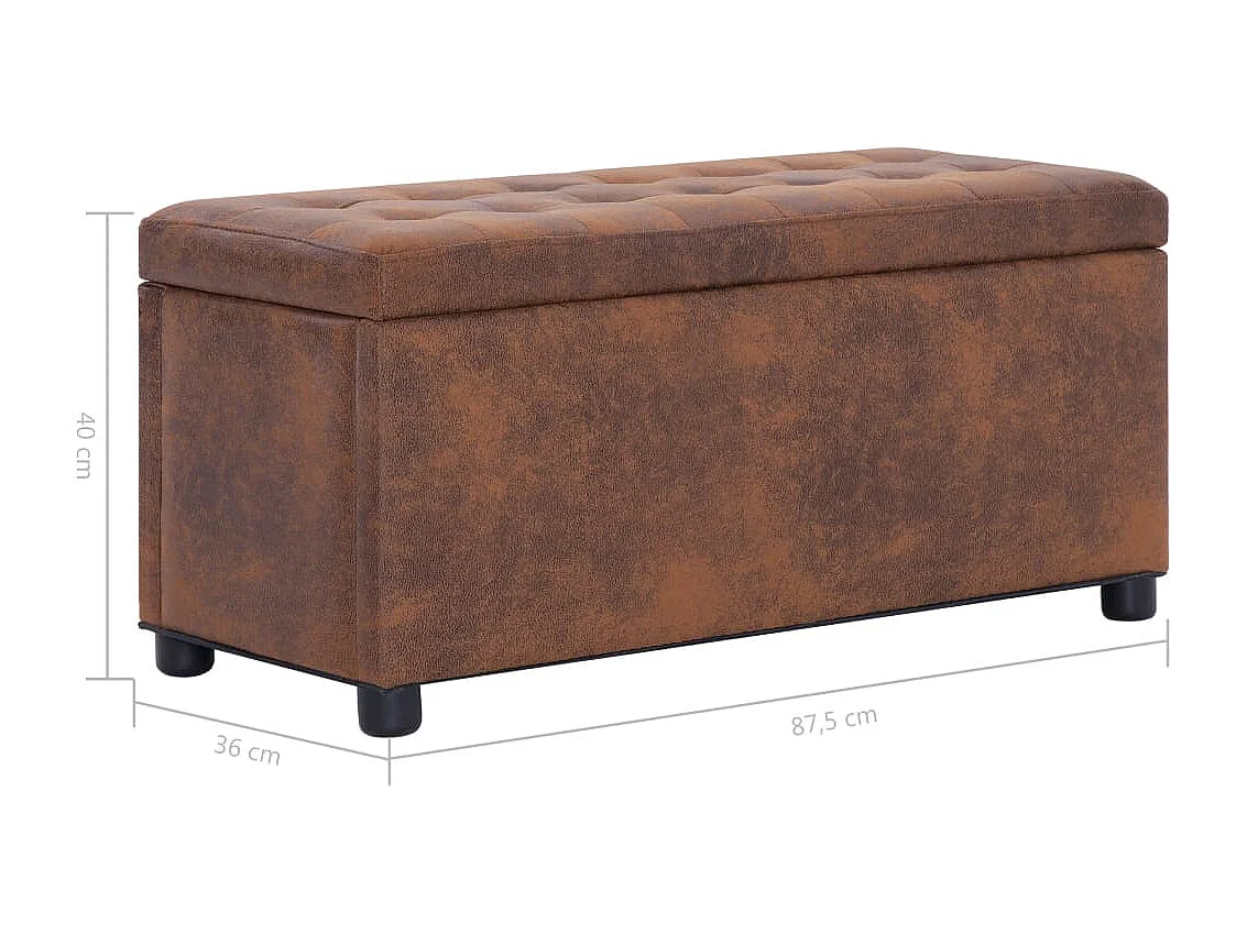 Pufe com armazenamento 87,5 cm couro sintético camurça marrom