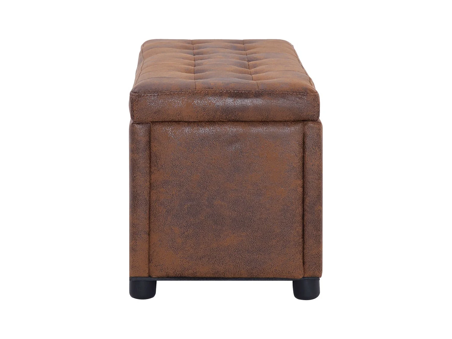 Puf con contenedor 87,5 cm Marrón Piel sintética