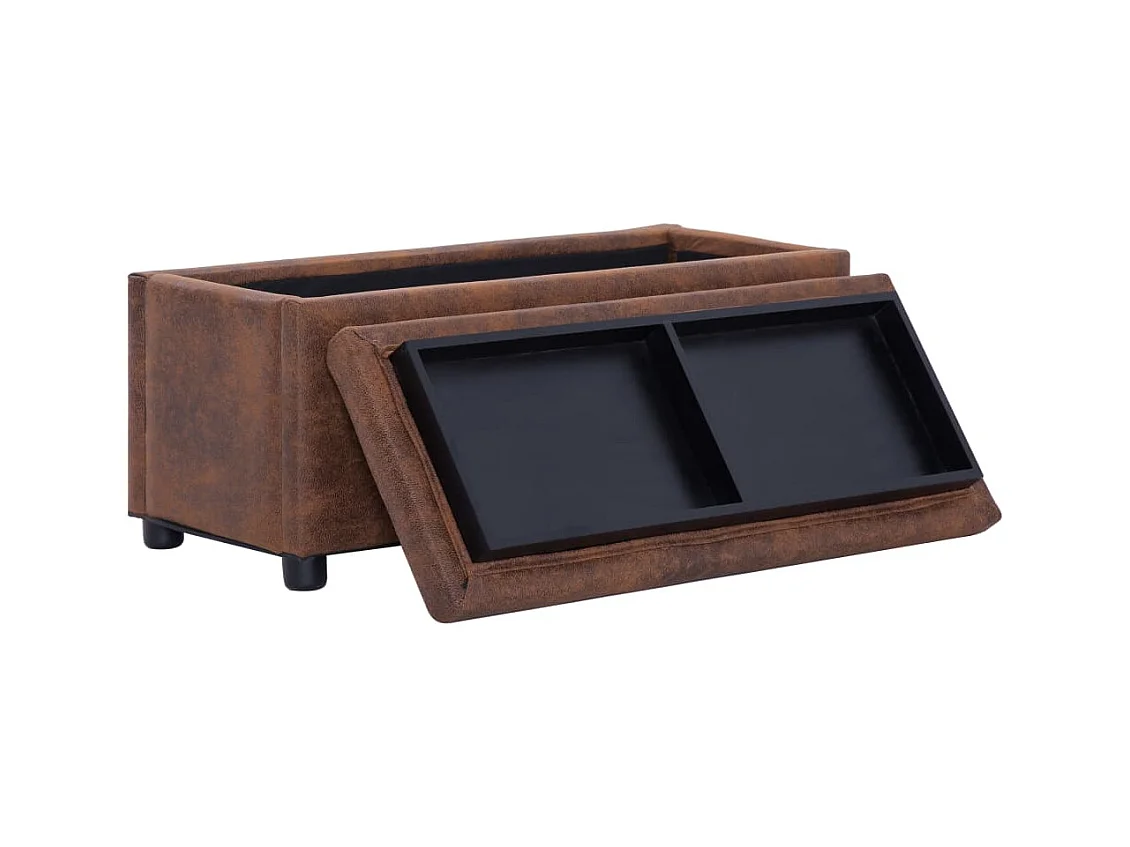 Puf con contenedor 87,5 cm Marrón Piel sintética