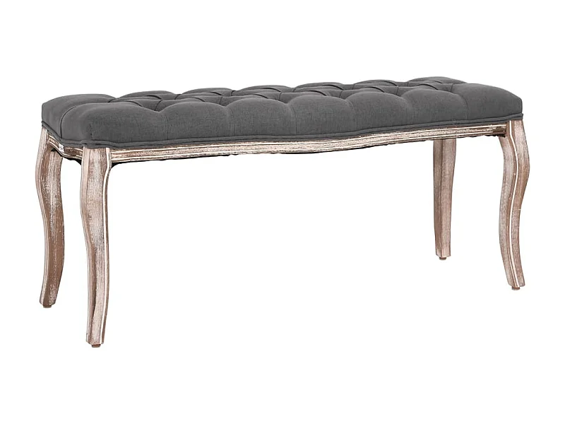 Panca in lino Legno massello 110x38x48 cm Grigio scuro