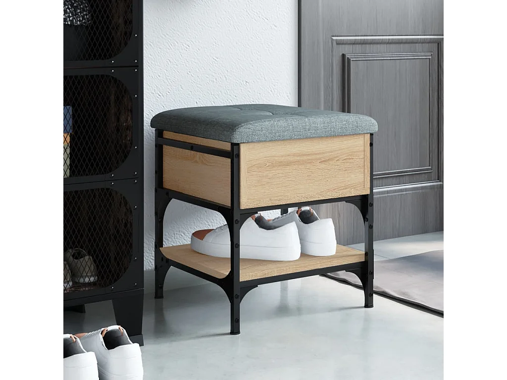 Banc à chaussures chêne sonoma 42x42x45 cm bois d'ingénierie