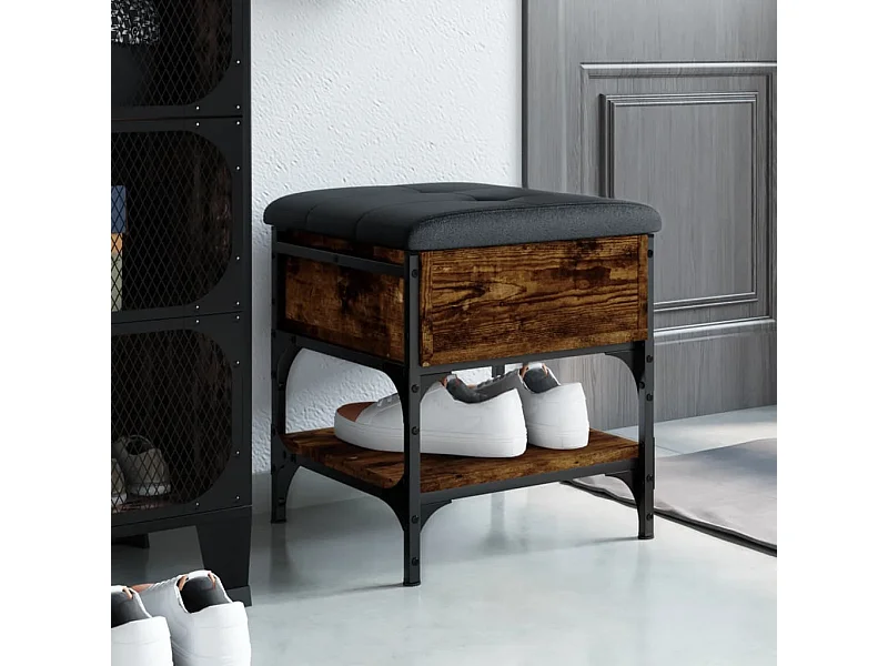 Banc à chaussures chêne fumé 42x42x45 cm bois d'ingénierie