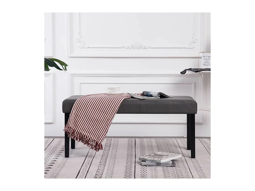 Banc en cuir synthétique gris de 106 cm
