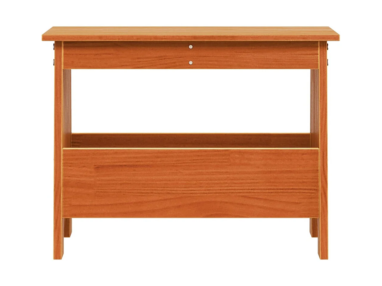 Banco de entrada em cera castanha 60x28x45 cm madeira maciça de pinho