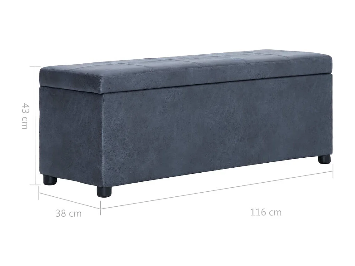 Banc avec compartiment de rangement 116 cm Gris Similicuir daim