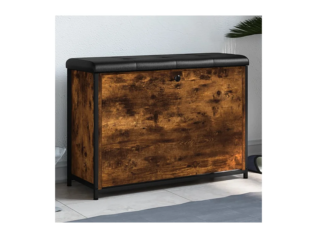 Schoenenbank met klaplade gerookt eiken 82x32x56 cm
