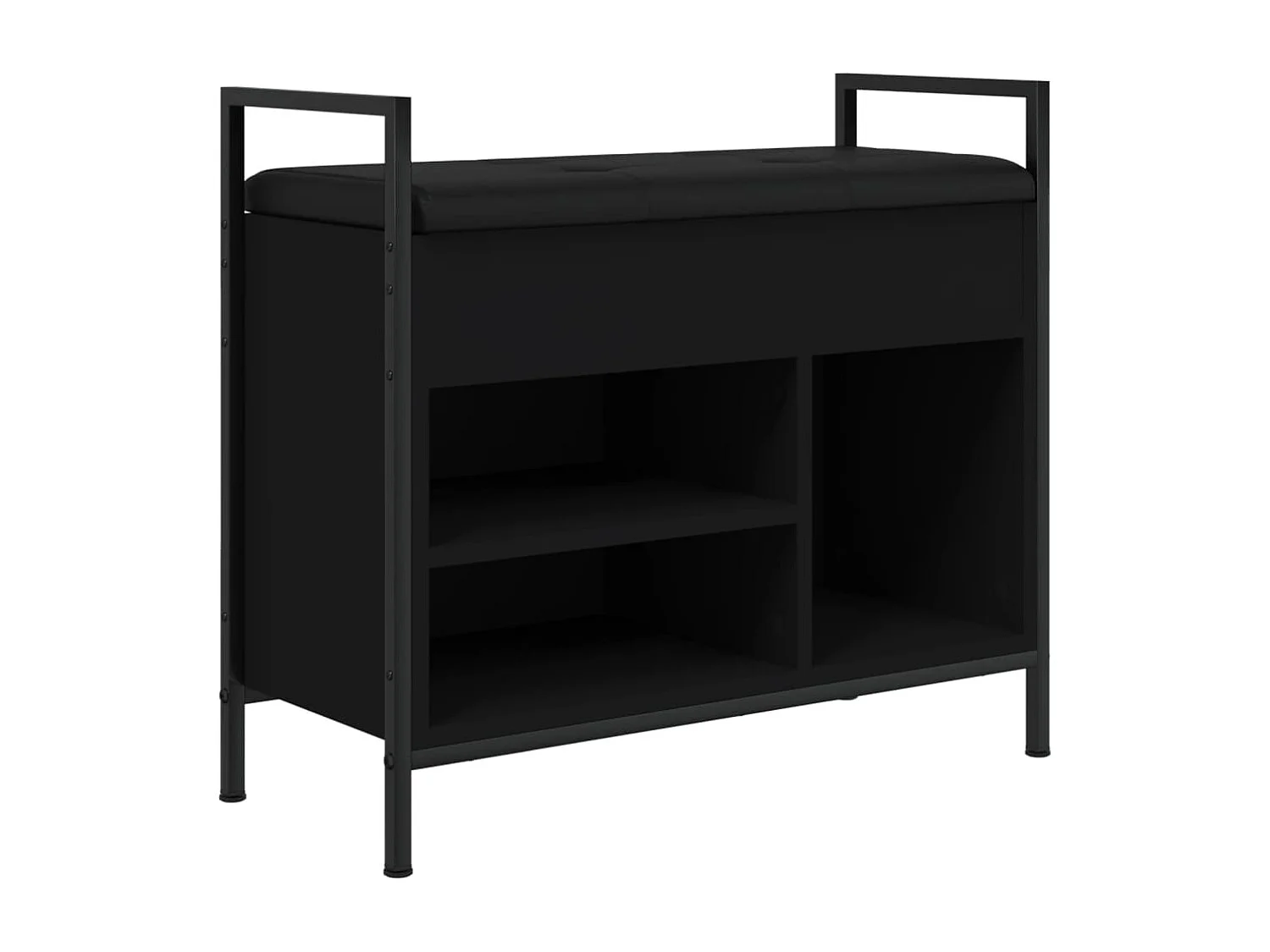 Banc à chaussures noir 65,5x32x57,5 cm bois d'ingénierie