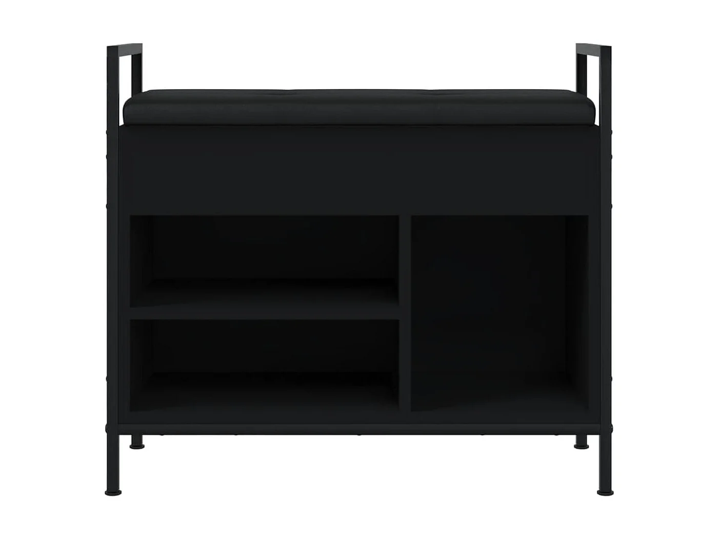 Banc à chaussures noir 65,5x32x57,5 cm bois d'ingénierie