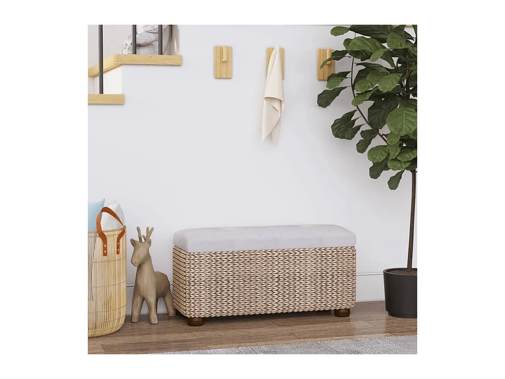 Set di 2 panche portaoggetti con cuscino grigio conocchia 69 cm