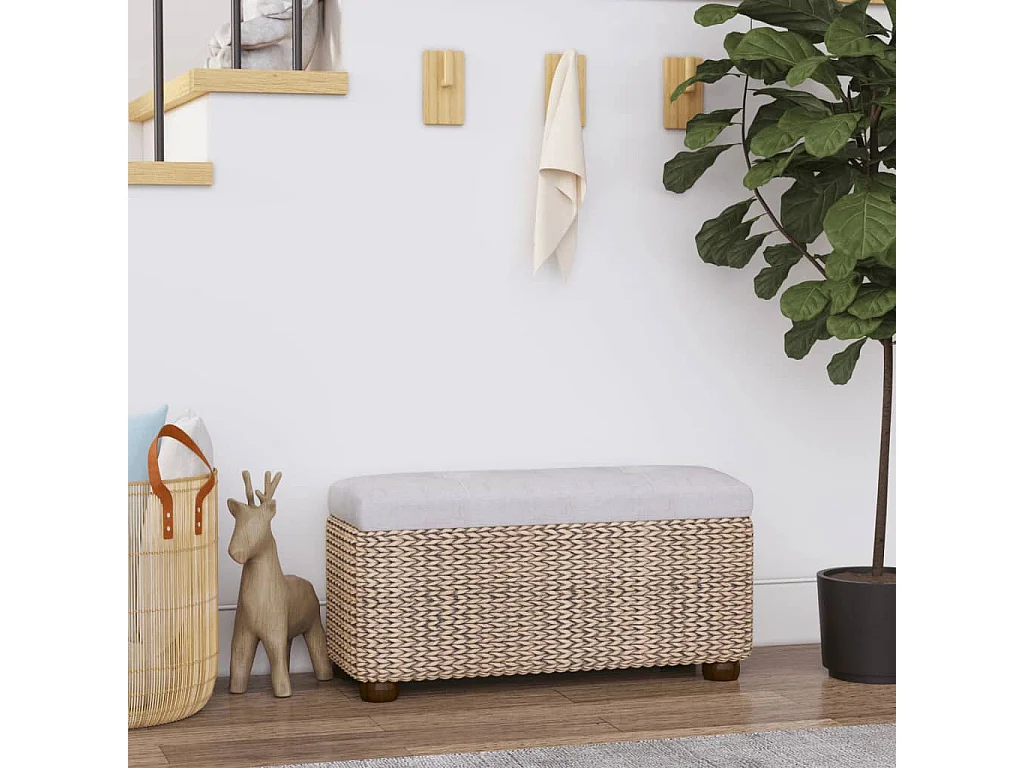 Set di 2 panche portaoggetti con cuscino grigio conocchia 69 cm