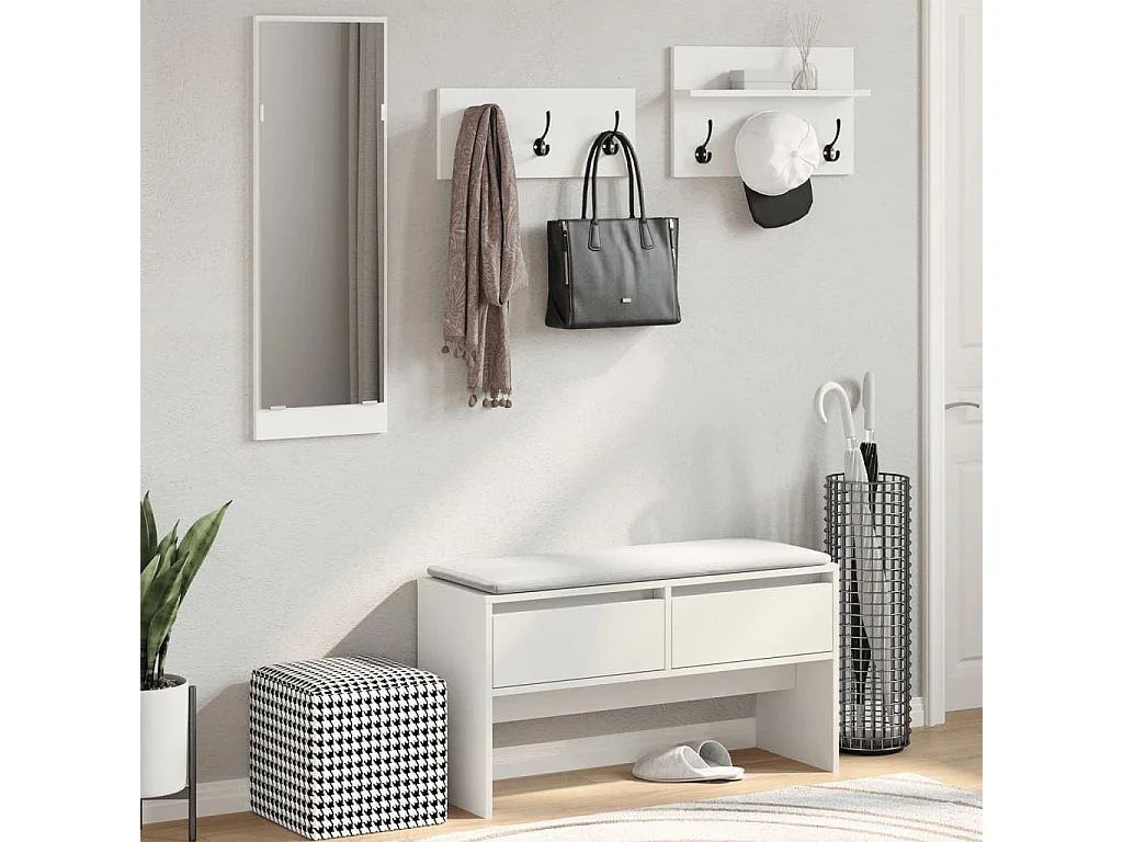 Ensemble de meubles de couloir 4 pcs blanc bois d'ingénierie