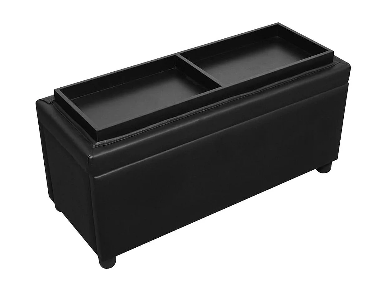 Pouf de rangement Cuir synthétique Noir