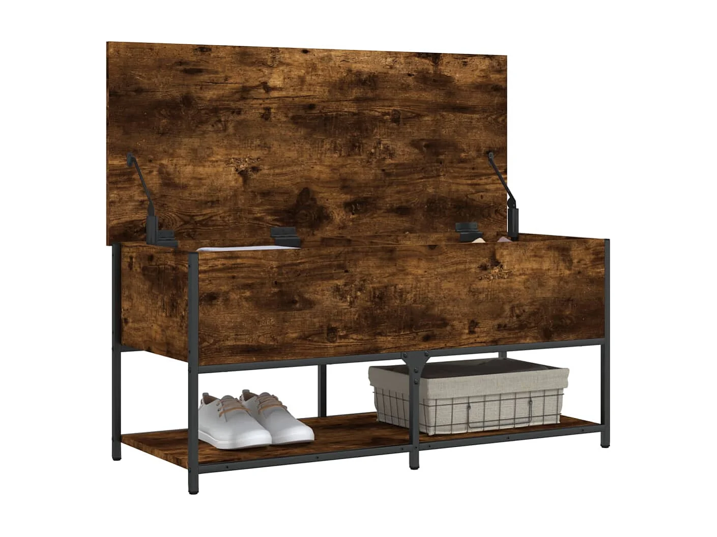 Banco de almacenaje roble ahumado 100x42,5x47 cm madera contrachapada