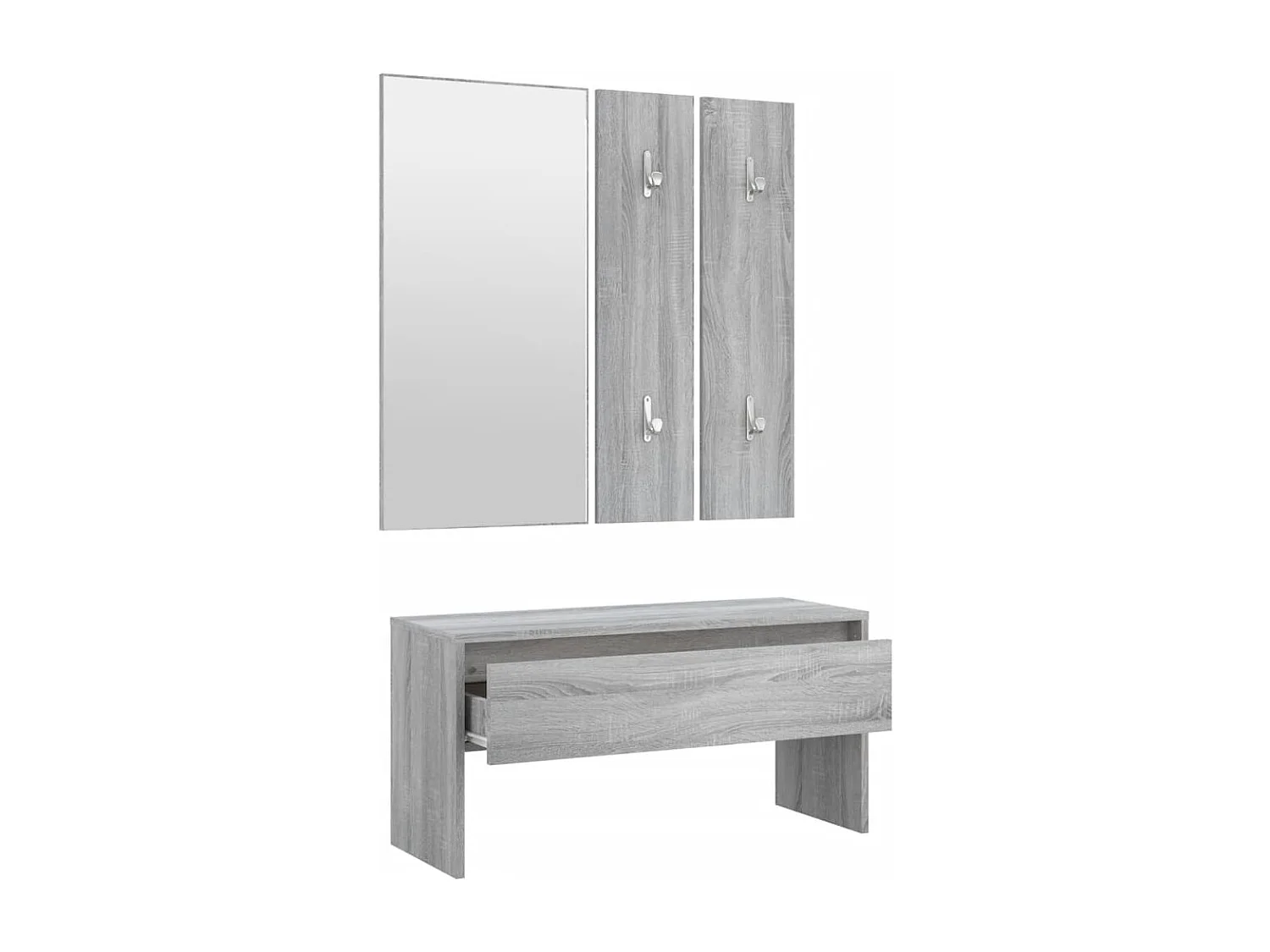 Set di mobili da ingresso in legno ingegnerizzato Sonoma grigio