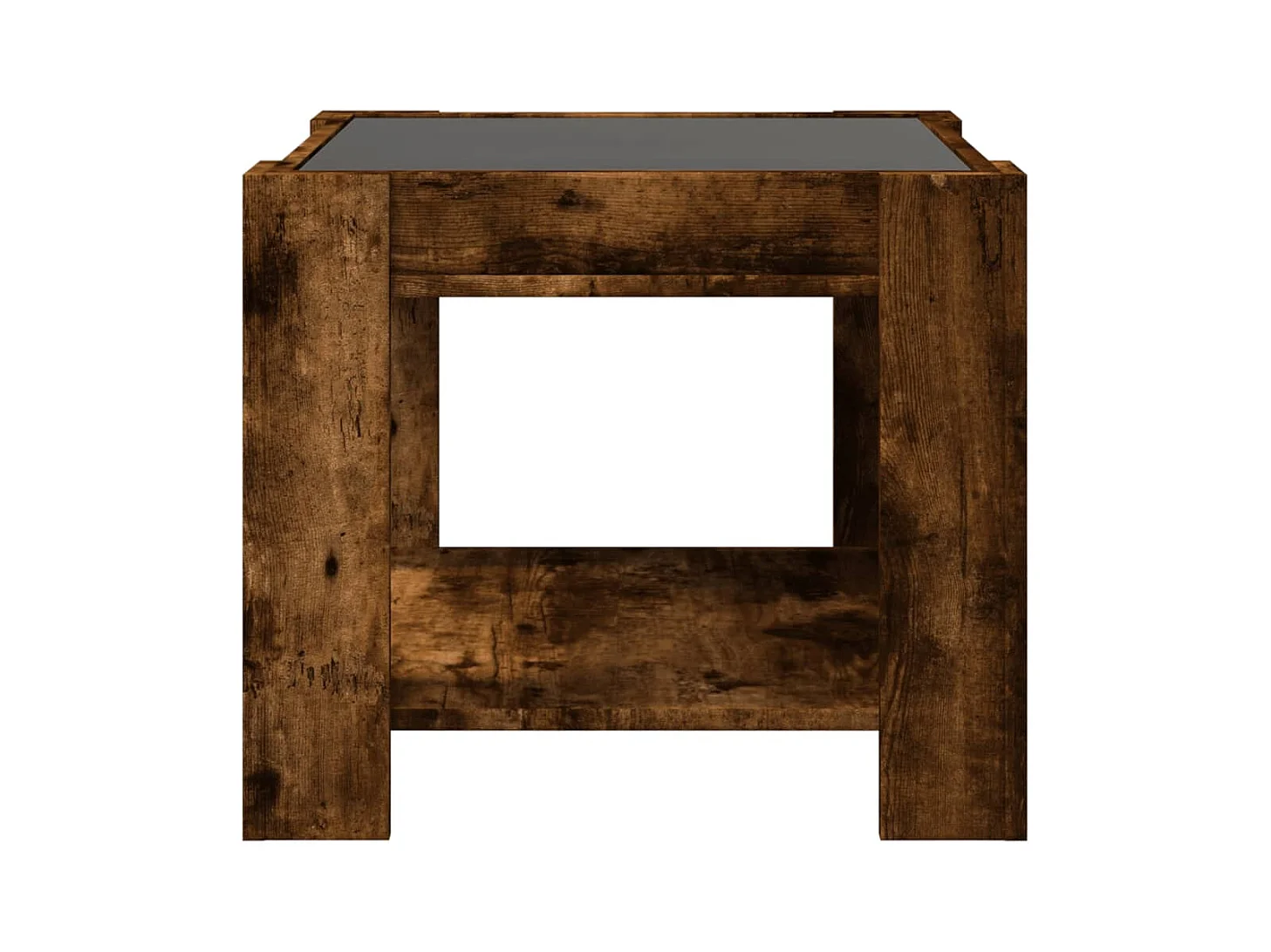 Table basse avec LED chêne fumé 53x53x45 cm bois d'ingénierie