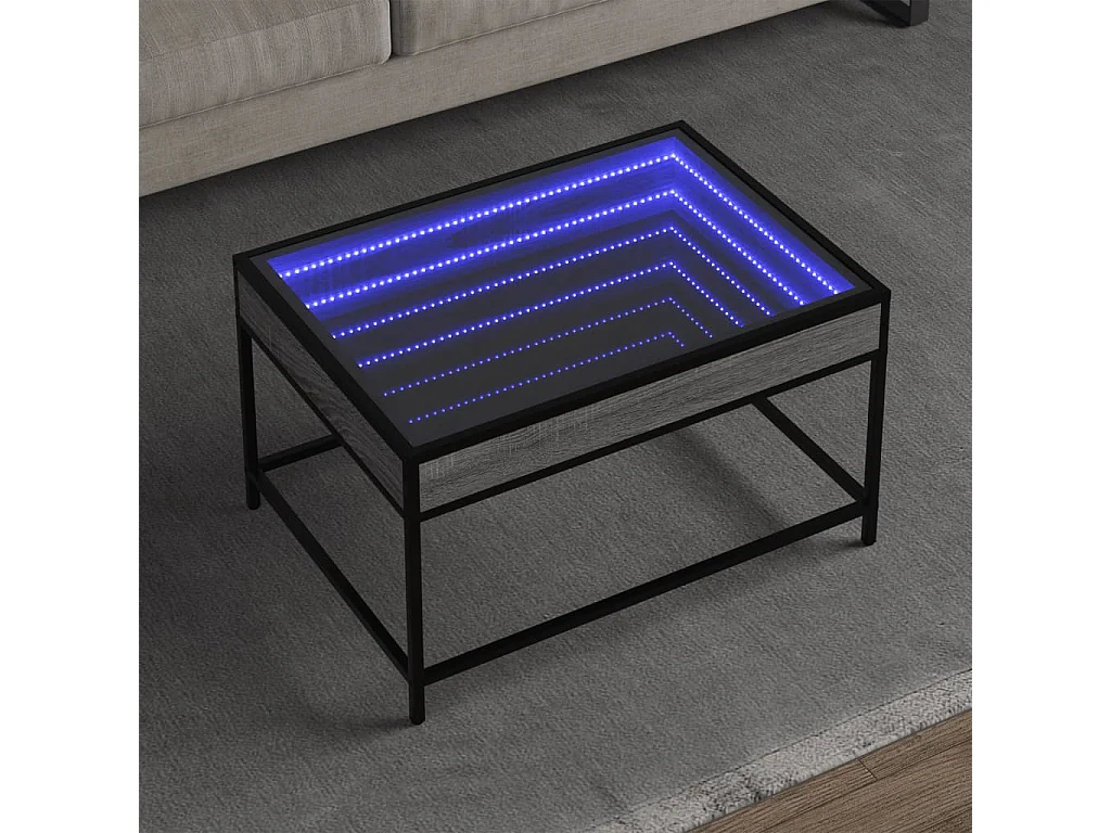 Tavolino da Salotto con LED Infinity Grigio Sonoma 70x50x41 cm