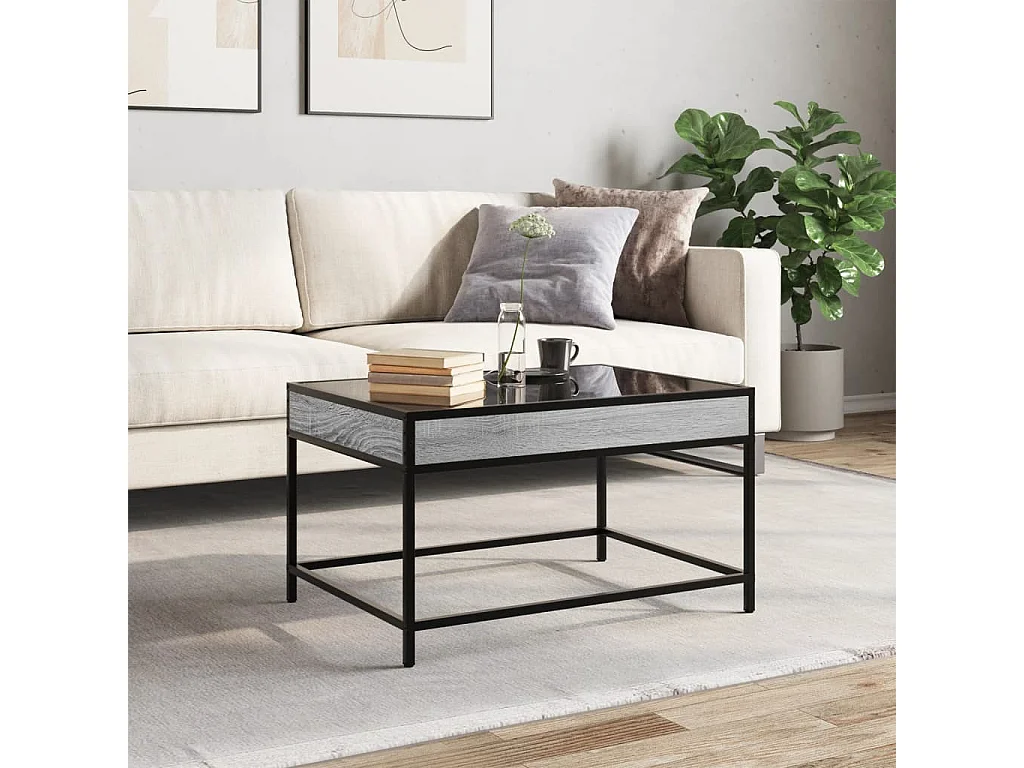 Tavolino da Salotto con LED Infinity Grigio Sonoma 70x50x41 cm