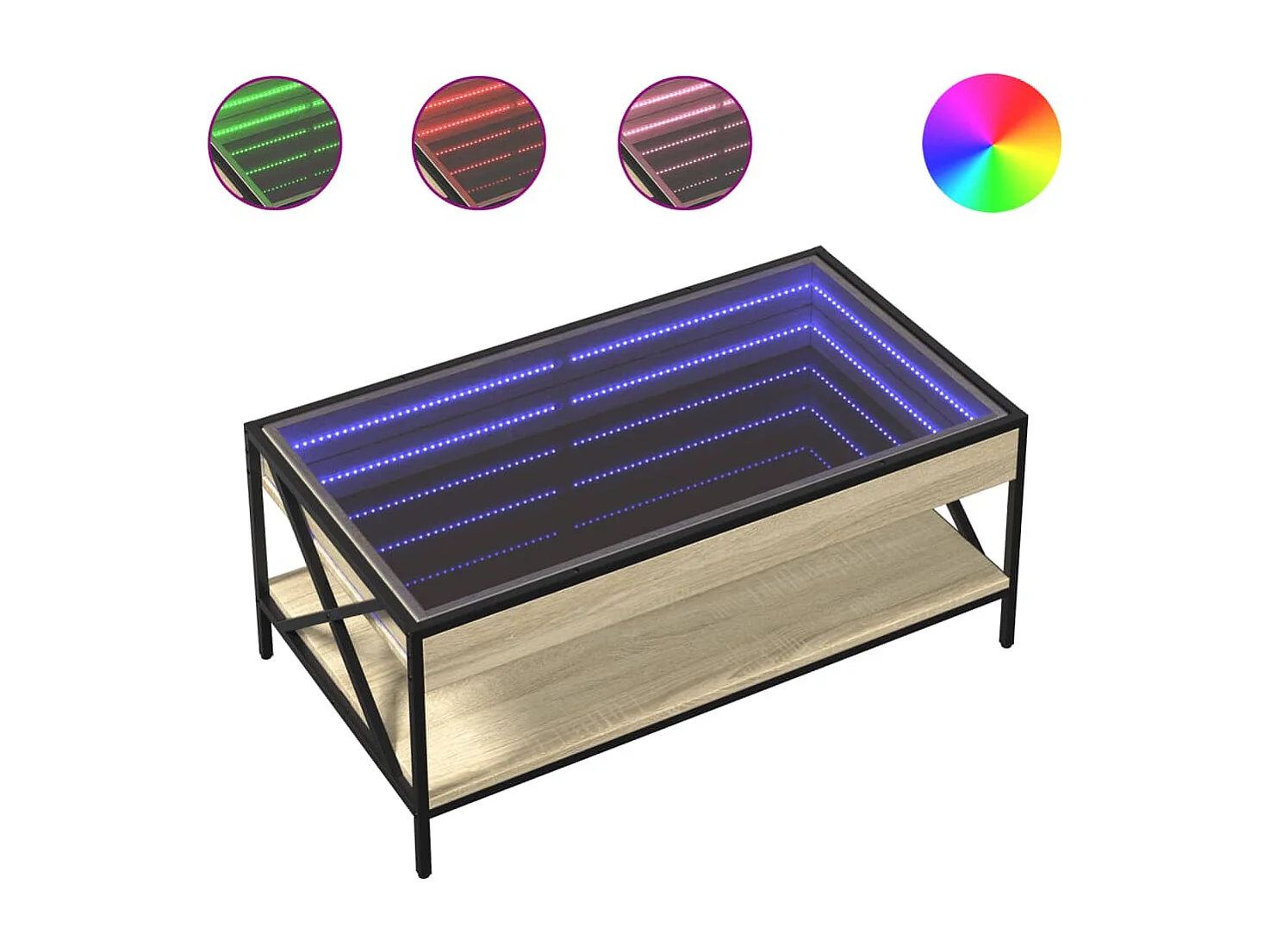Table basse avec LED infini chêne sonoma 90x50x38 cm