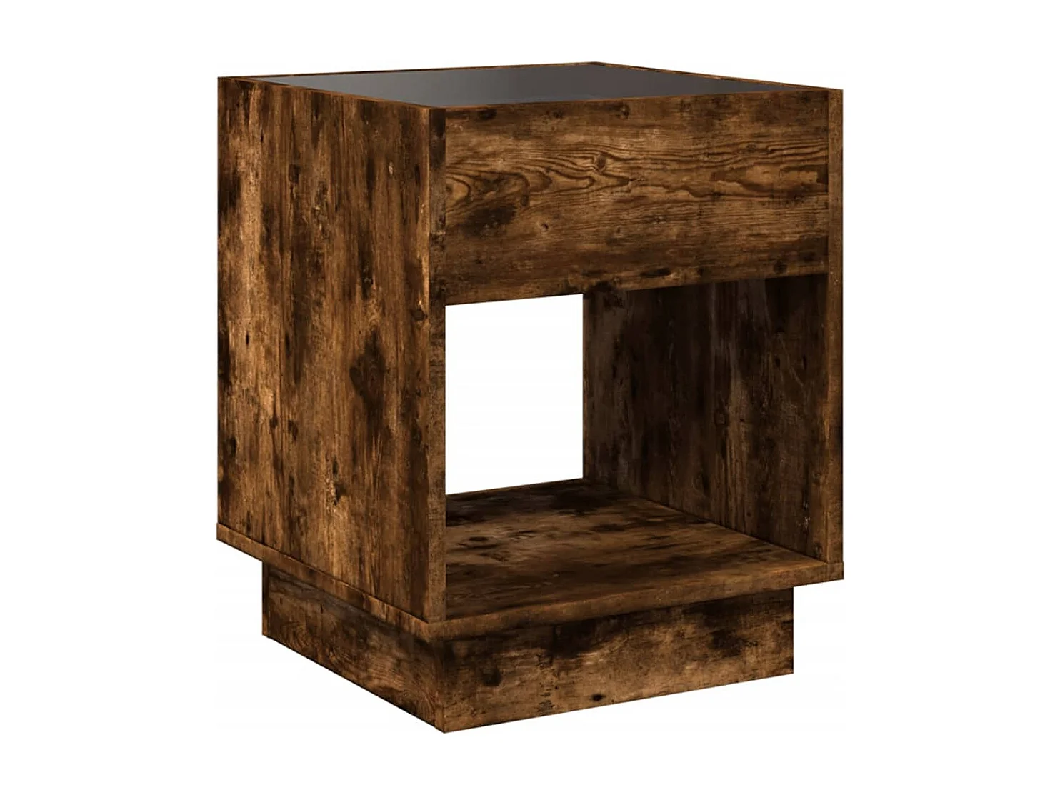 Table basse avec LED infini chêne fumé 40x40x50 cm