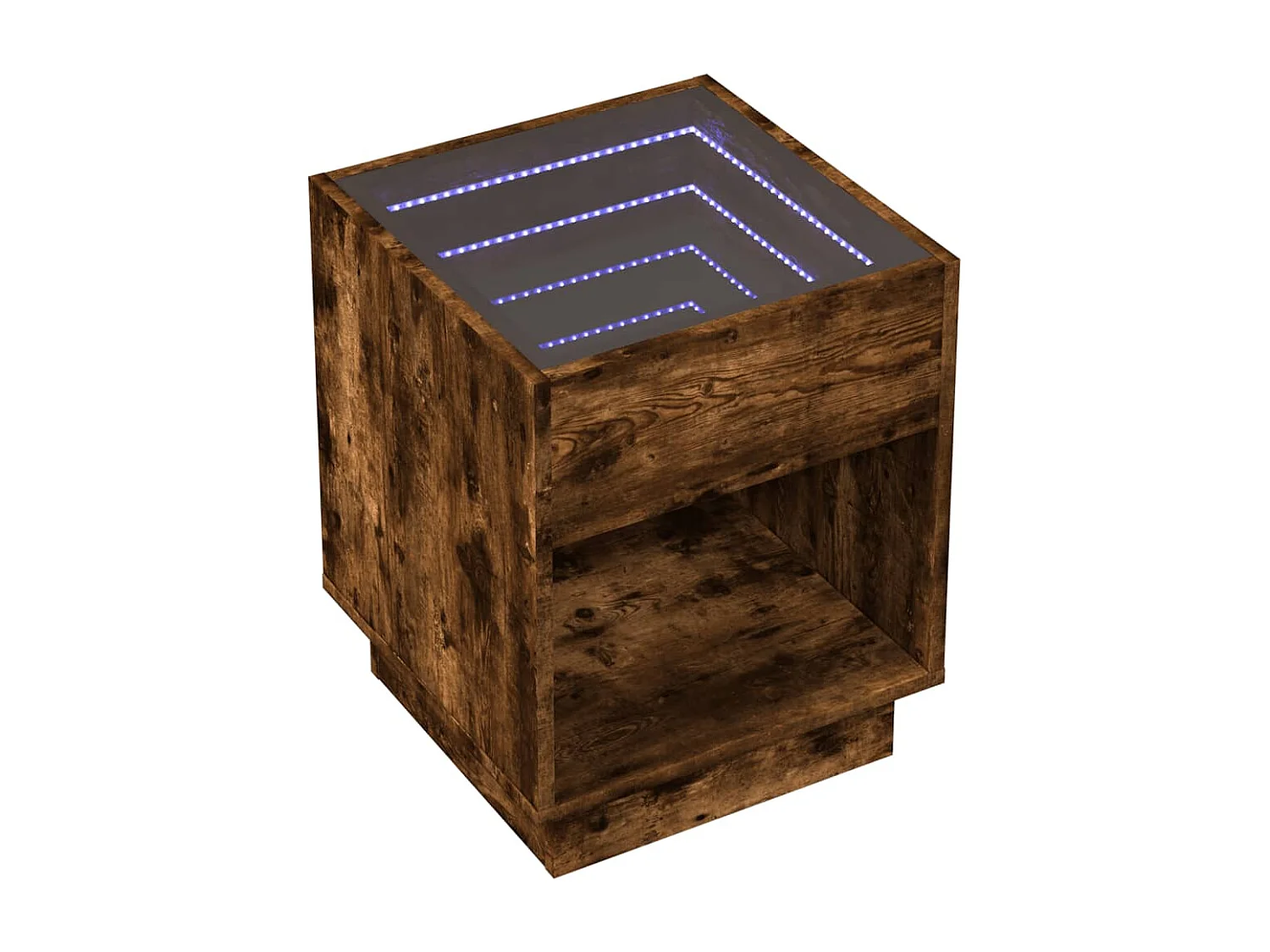 Table basse avec LED infini chêne fumé 40x40x50 cm