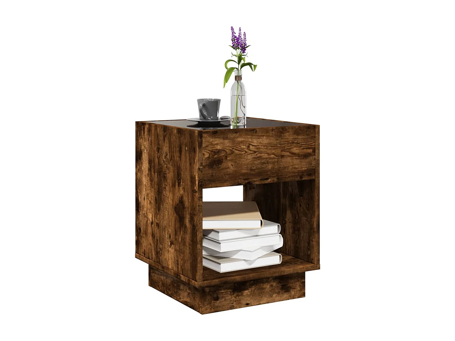 Table basse avec LED infini chêne fumé 40x40x50 cm