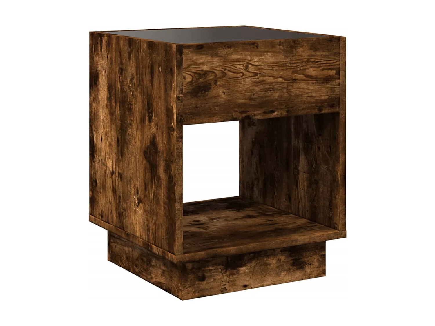 Table basse avec LED infini chêne fumé 40x40x50 cm