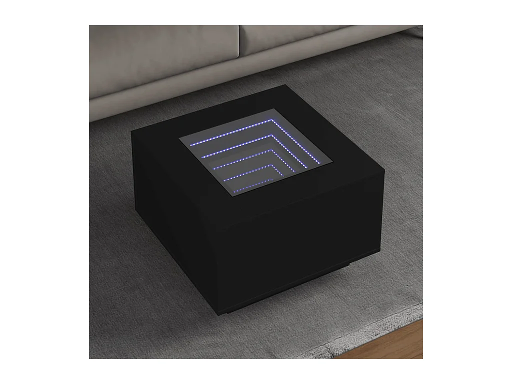 Table basse avec LED noir 60x60x40 cm bois d'ingénierie