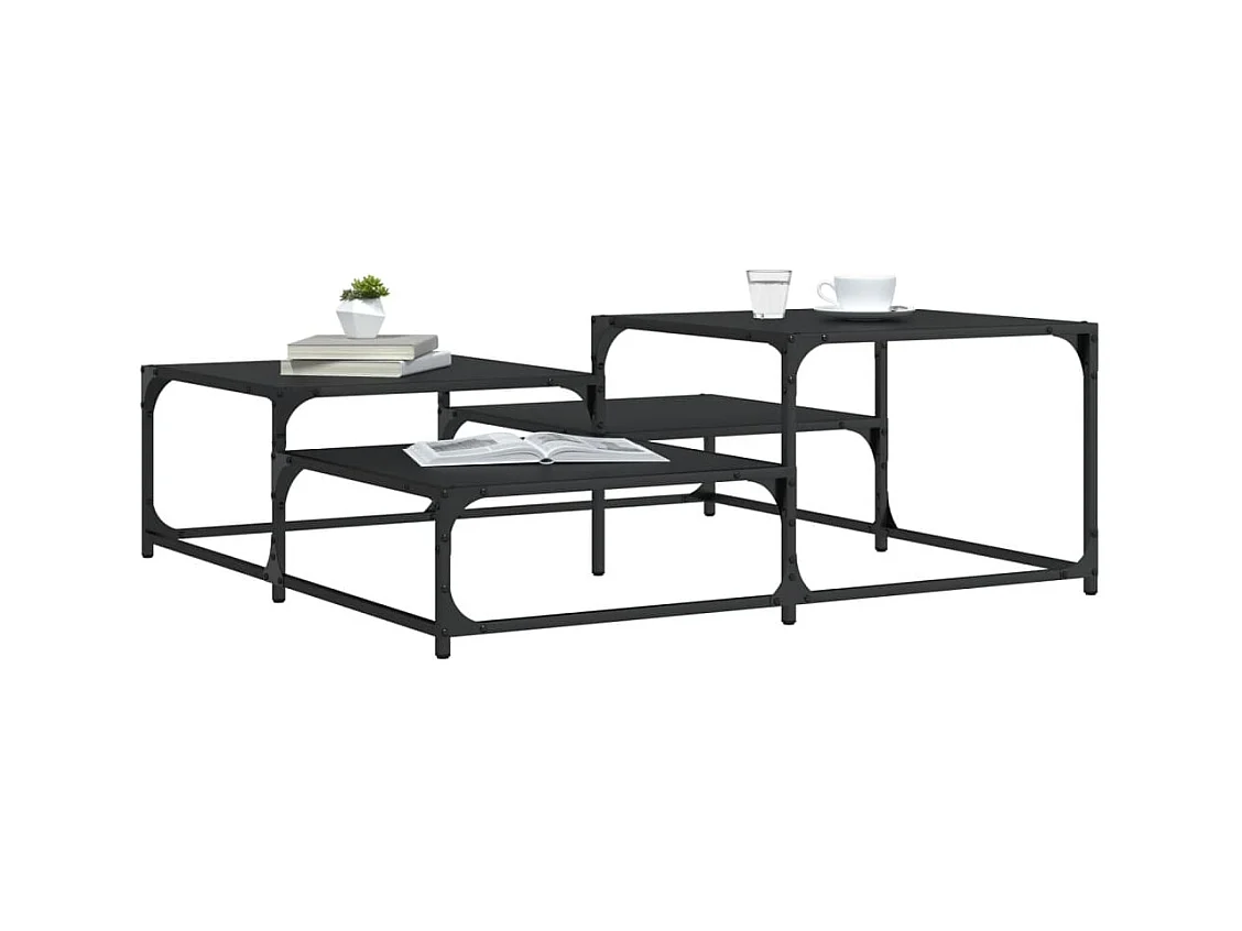 Tavolino da Salotto Nero 107x107x40 cm in Legno Multistrato