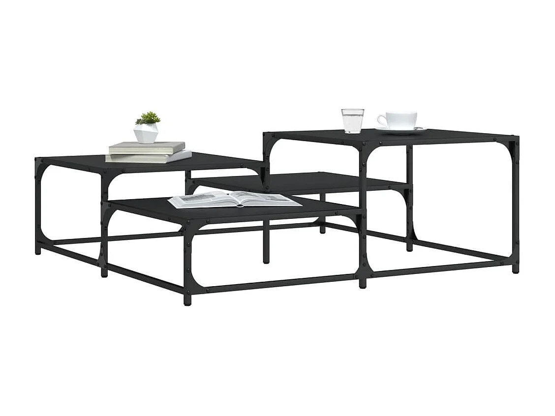 Tavolino da Salotto Nero 107x107x40 cm in Legno Multistrato