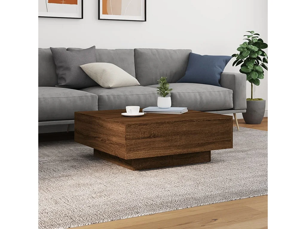 Tavolino da Salotto Rovere Marrone 80x80x31cm Legno Multistrato