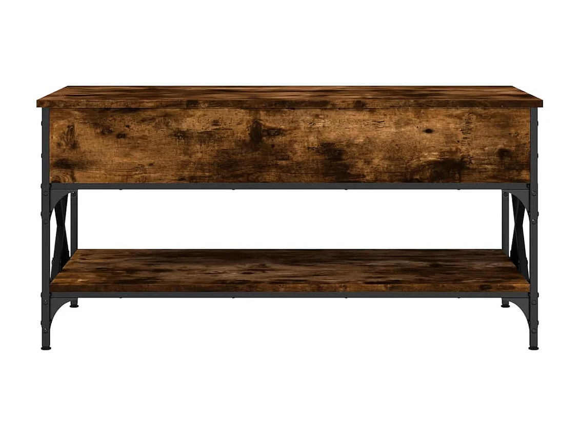 Mesa de centro madera ingeniería metal roble humo 100x50x50 cm