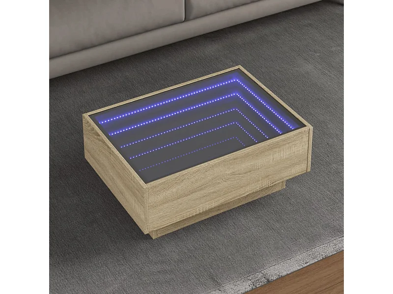 Tavolino Salotto con LED Rovere Sonoma 70x50x30 cm Multistrato