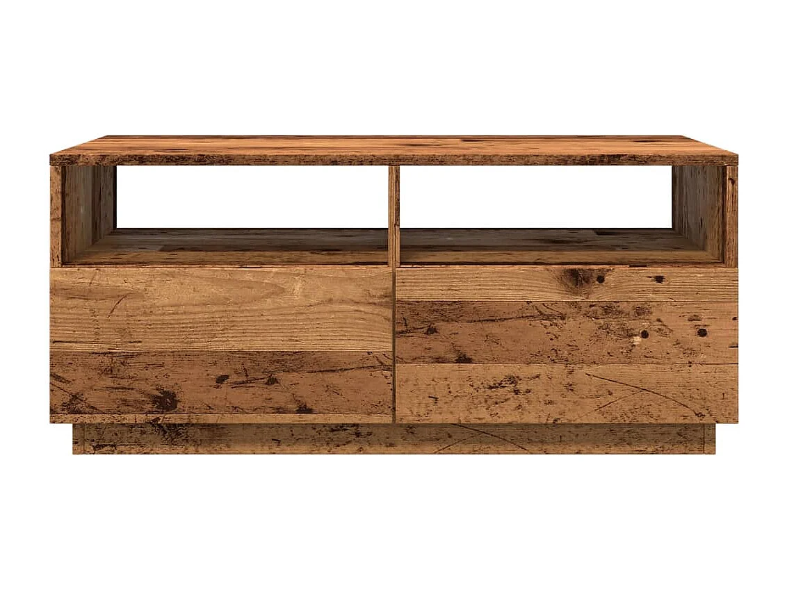 Table basse avec lumières LED vieux bois 90x49x40 cm