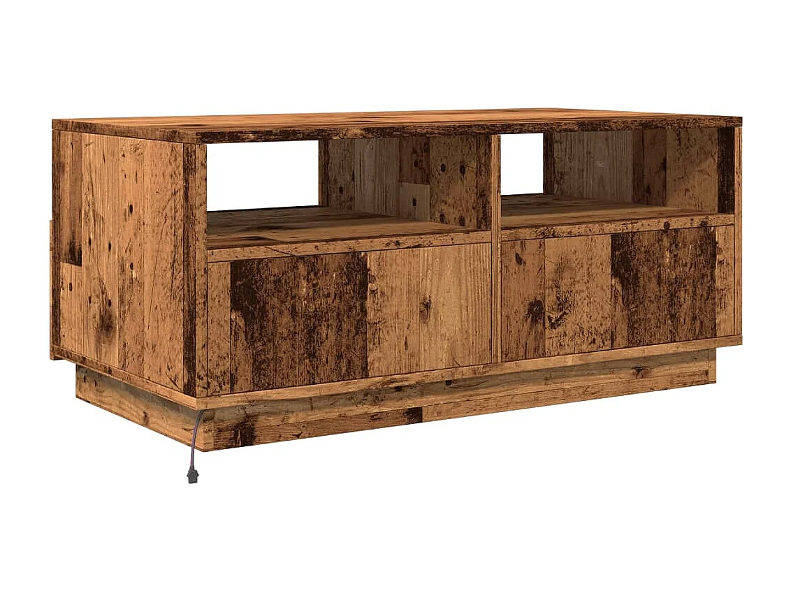 Table basse avec lumières LED vieux bois 90x49x40 cm