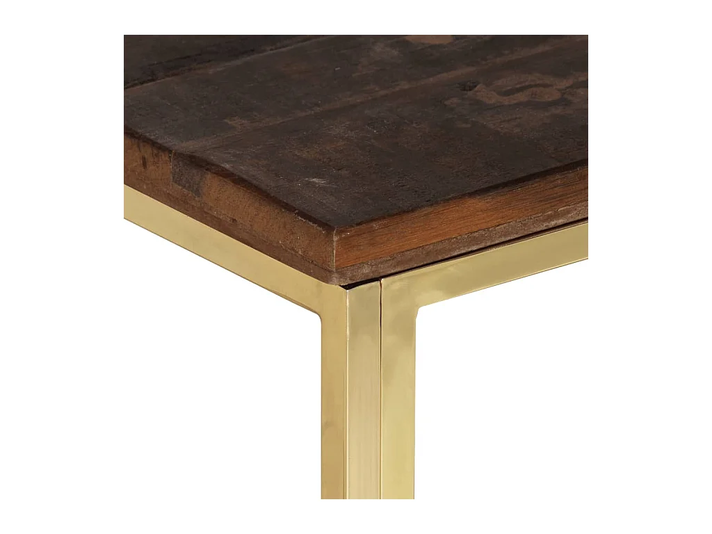 Table basse doré acier inoxydable et bois de mélèze massif