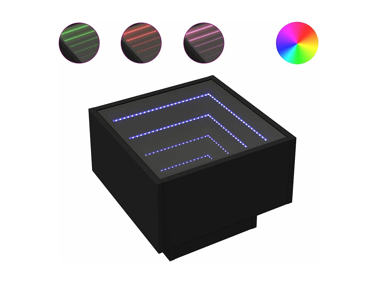 Table d'appoint avec LED noir 40x40x30 cm bois d'ingénierie