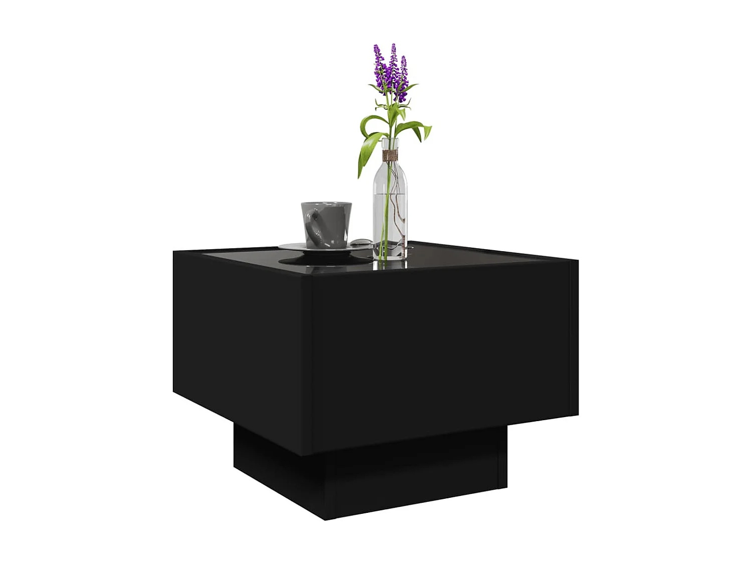 Table d'appoint avec LED noir 40x40x30 cm bois d'ingénierie