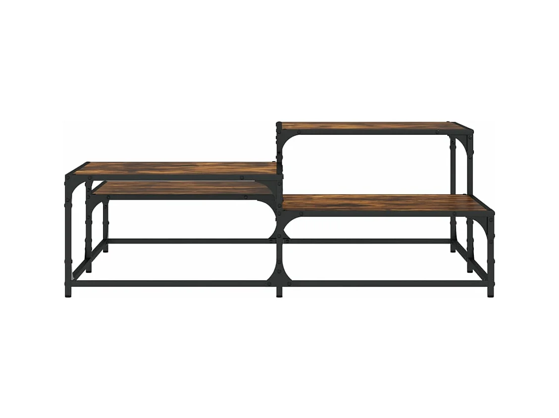 Salontafel 107x107x40 cm bewerkt hout gerookt eikenkleurig