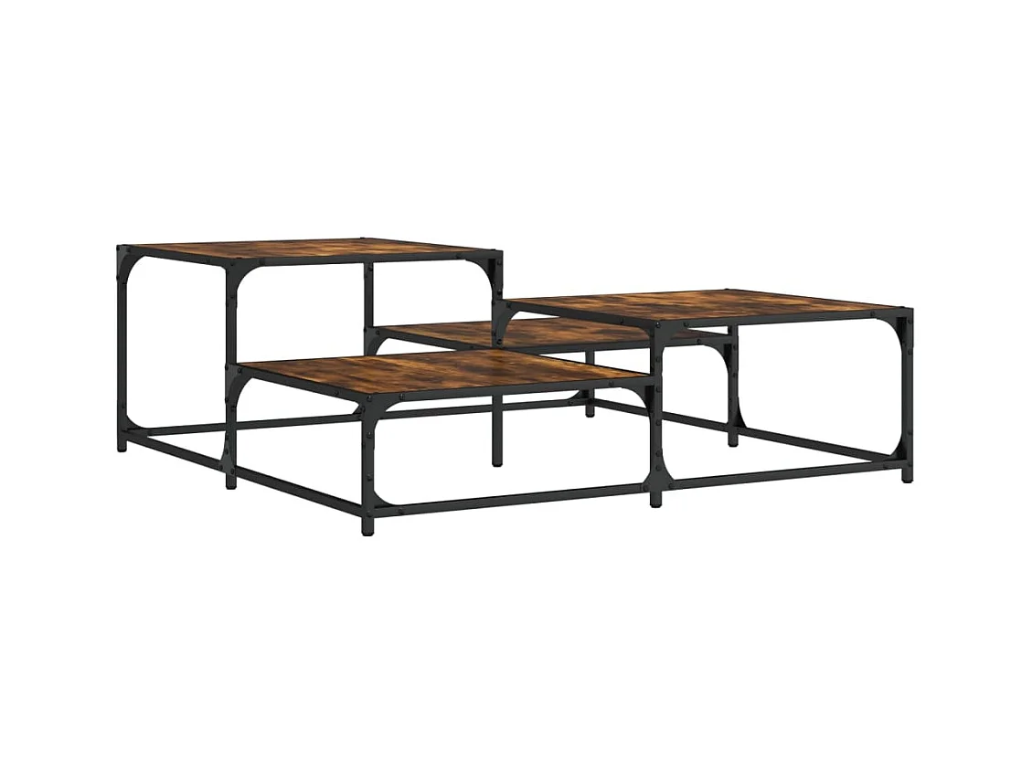 Salontafel 107x107x40 cm bewerkt hout gerookt eikenkleurig