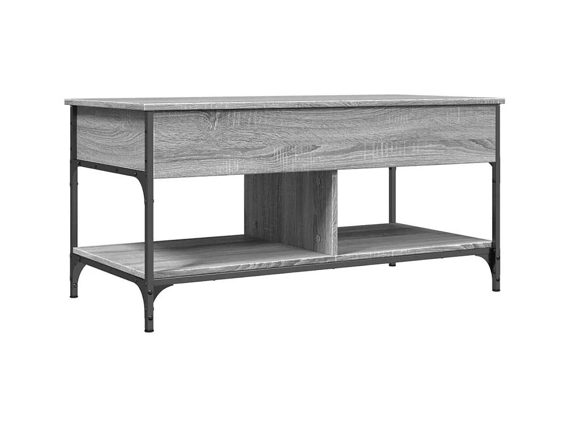 Table basse sonoma gris 100x50x50 cm bois d'ingénierie et métal