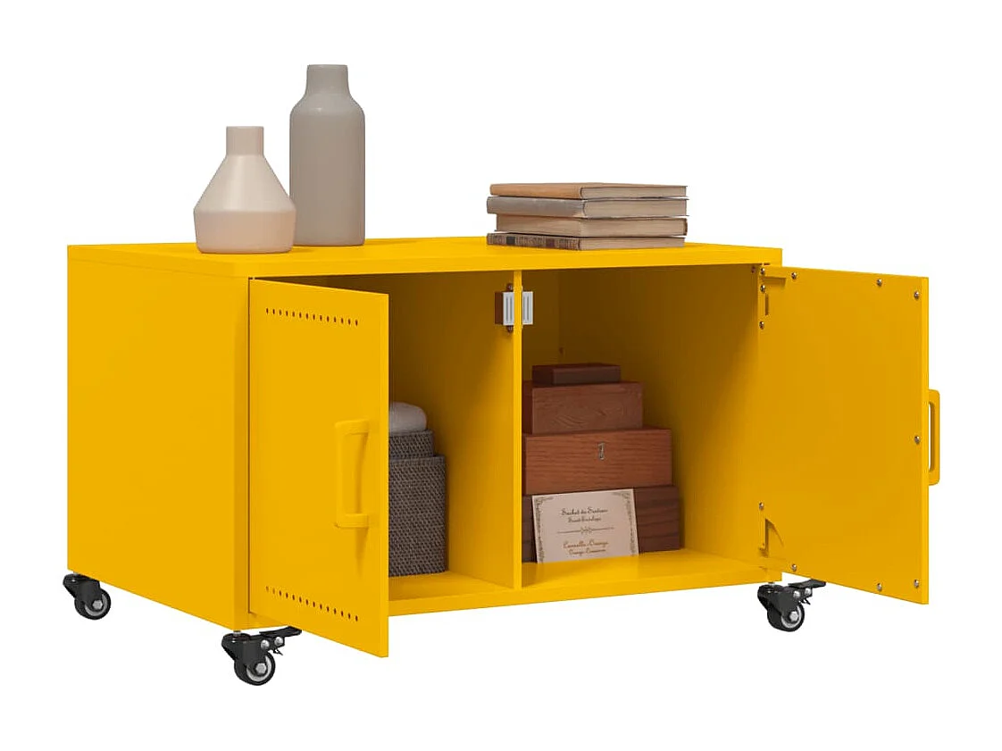 Table basse jaune moutarde 68x50x43,5 cm acier