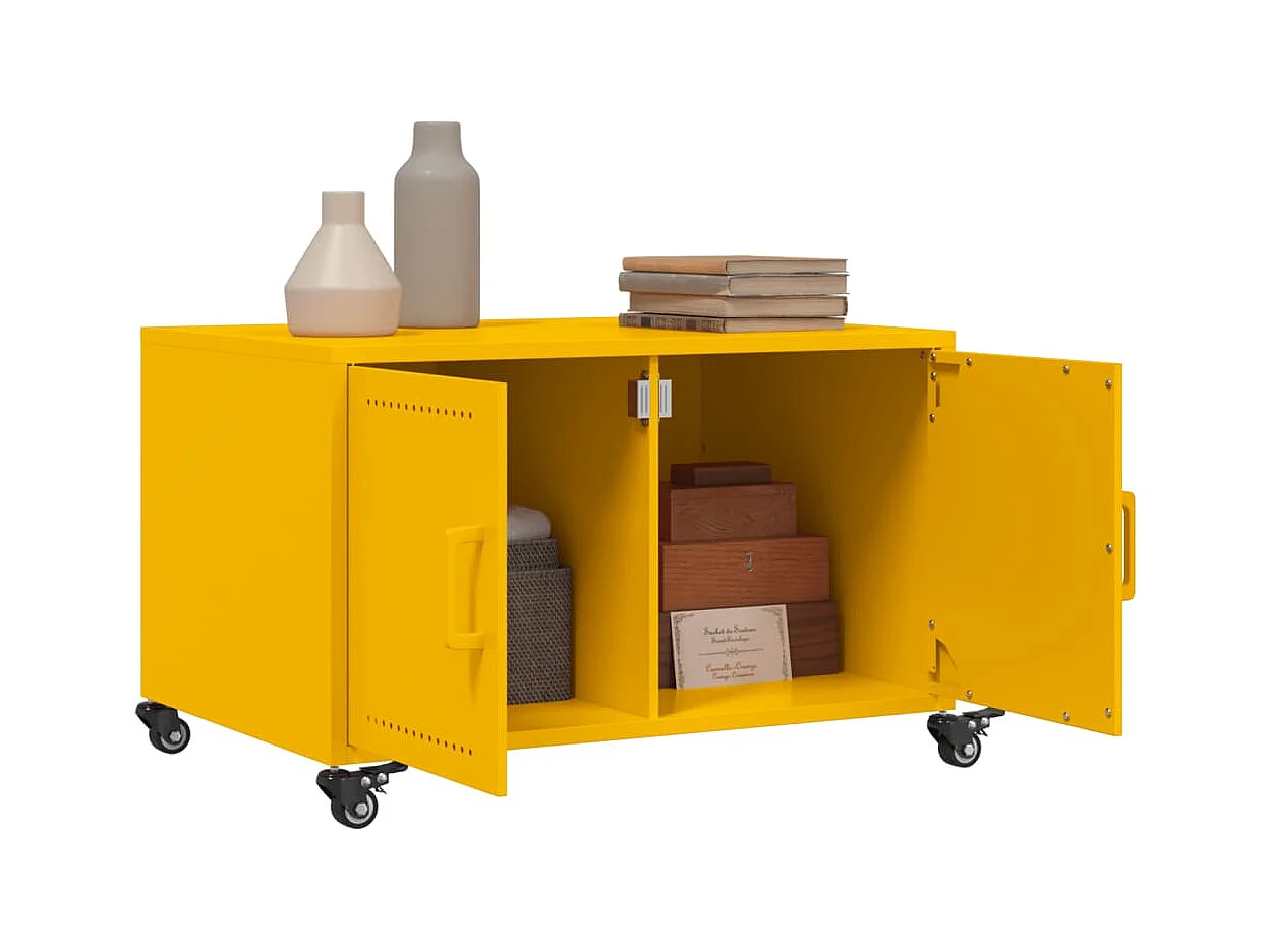 Table basse jaune moutarde 68x50x43,5 cm acier