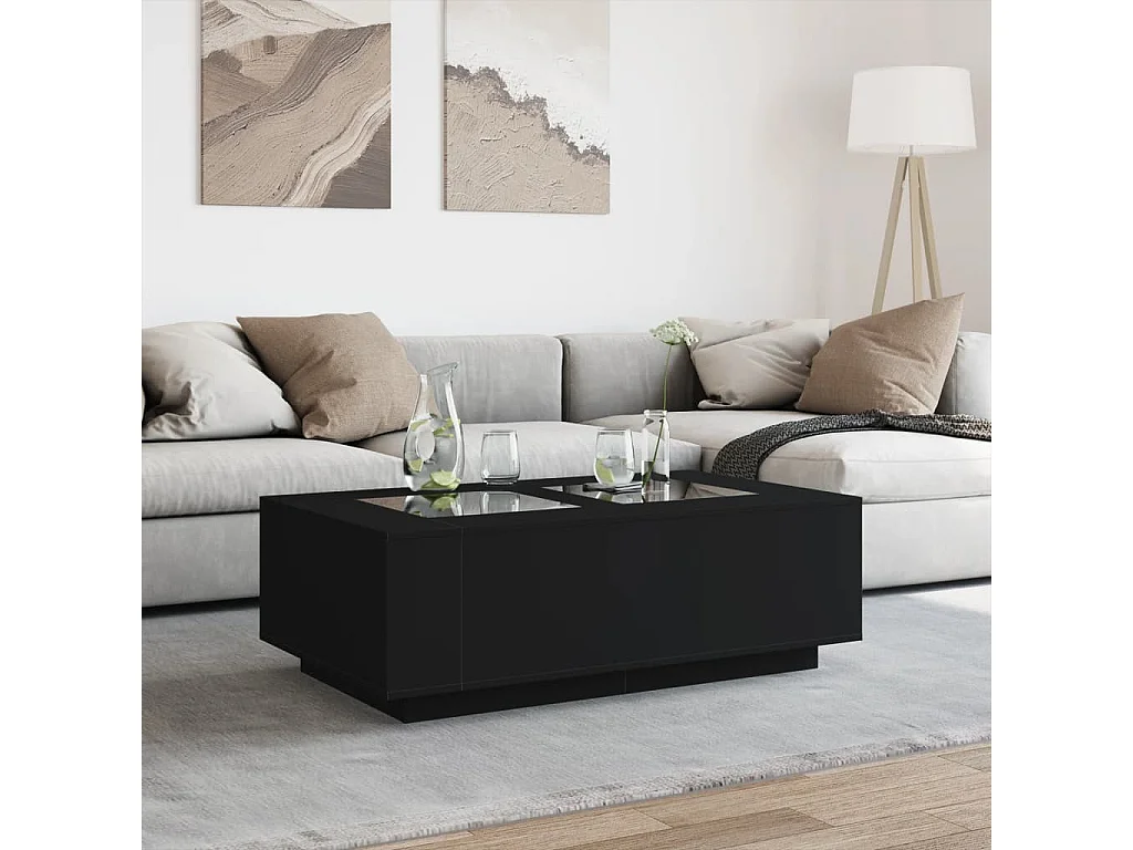 Table basse avec LED infini noir 116x69x40 cm